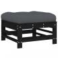 Preview: Gartenhocker mit Kissen Schwarz Massivholz Kiefer