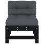 Preview: Mittelsofas mit Kissen 2 Stk. Schwarz Massivholz Kiefer