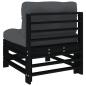 Preview: Mittelsofas mit Kissen 2 Stk. Schwarz Massivholz Kiefer