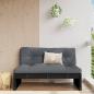 Preview: ARDEBO.de - Mittelsofa Schwarz 120x80 cm Massivholz Kiefer