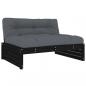 Preview: Mittelsofa Schwarz 120x80 cm Massivholz Kiefer