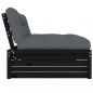 Preview: Mittelsofa Schwarz 120x80 cm Massivholz Kiefer