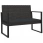 Preview: 4-tlg. Garten-Lounge-Set mit Kissen Schwarz Poly Rattan