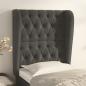 Preview: ARDEBO.de - Kopfteil mit Ohren Dunkelgrau 83x23x118/128 cm Samt