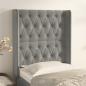 Preview: ARDEBO.de - Kopfteil mit Ohren Hellgrau 83x16x118/128 cm Samt