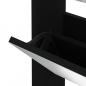 Preview: Schuhschrank mit Spiegel 3 Fächer Schwarz 63x17x102,5 cm