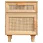 Preview: Nachttische 2 Stk. Braun Massivholz Kiefer und Natur-Rattan