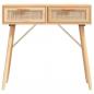 Preview: Konsolentisch Braun 80x30x75 cm Massivholz Kiefer Natur-Rattan