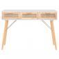 Preview: Konsolentisch Weiß 105x30x75 cm Massivholz Kiefer Natur-Rattan