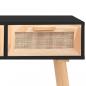 Preview: Konsolentisch Schwarz 105x30x75cm Massivholz Natur-Rattan