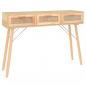 Preview: Konsolentisch Braun 105x30x75 cm Massivholz Kiefer Natur-Rattan