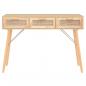 Preview: Konsolentisch Braun 105x30x75 cm Massivholz Kiefer Natur-Rattan