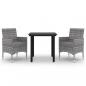 Preview: 3-tlg. Garten-Essgruppe mit Auflagen Poly Rattan und Glas