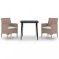 Preview: 3-tlg. Garten-Essgruppe mit Auflagen Poly Rattan und Glas