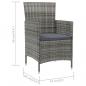 Preview: Gartenstühle mit Kissen 2 Stk. Poly Rattan Grau
