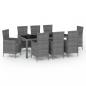 Preview: 9-tlg. Garten-Essgruppe mit Kissen Poly Rattan Grau