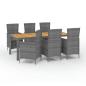 Preview: 7-tlg. Garten-Essgruppe mit Kissen Poly Rattan Grau