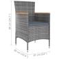 Preview: 5-tlg. Garten-Essgruppe mit Kissen Poly Rattan Grau