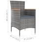 Preview: 5-tlg. Garten-Essgruppe mit Kissen Poly Rattan Grau