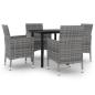 Preview: 5-tlg. Garten-Essgruppe mit Auflagen Poly Rattan und Glas