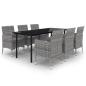 Preview: 7-tlg. Garten-Essgruppe mit Auflagen Poly Rattan und Glas