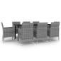 Preview: 9-tlg. Garten-Essgruppe mit Auflagen Poly Rattan und Glas