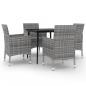 Preview: 5-tlg. Garten-Essgruppe mit Auflagen Poly Rattan und Glas