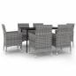 Preview: 7-tlg. Garten-Essgruppe mit Auflagen Poly Rattan und Glas