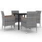 Preview: 5-tlg. Garten-Essgruppe mit Auflagen Poly Rattan und Glas