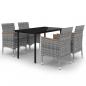 Preview: 5-tlg. Garten-Essgruppe mit Auflagen Poly Rattan und Glas