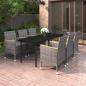 Preview: ARDEBO.de - 7-tlg. Garten-Essgruppe mit Kissen Poly Rattan und Glas