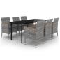 Preview: 7-tlg. Garten-Essgruppe mit Kissen Poly Rattan und Glas