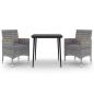 Preview: 3-tlg. Garten-Essgruppe mit Auflagen Poly Rattan und Glas