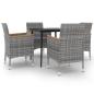Preview: 5-tlg. Garten-Essgruppe mit Auflagen Poly Rattan und Glas