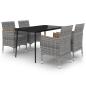 Preview: 5-tlg. Garten-Essgruppe mit Auflagen Poly Rattan und Glas