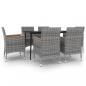Preview: 7-tlg. Garten-Essgruppe mit Auflagen Poly Rattan und Glas
