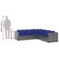 Preview: 5-tlg. Garten-Lounge-Set mit Kissen Poly Rattan Grau