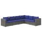 Preview: 6-tlg. Garten-Lounge-Set mit Kissen Poly Rattan Grau