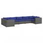 Preview: 7-tlg. Garten-Lounge-Set mit Kissen Poly Rattan Grau
