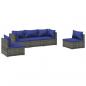 Preview: 5-tlg. Garten-Lounge-Set mit Kissen Poly Rattan Grau