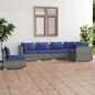 Preview: ARDEBO.de - 6-tlg. Garten-Lounge-Set mit Kissen Poly Rattan Grau