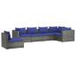Preview: 6-tlg. Garten-Lounge-Set mit Kissen Poly Rattan Grau