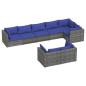Preview: 8-tlg. Garten-Lounge-Set mit Kissen Grau Poly Rattan