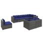 Preview: 8-tlg. Garten-Lounge-Set mit Kissen Poly Rattan Grau