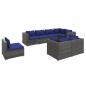 Preview: 8-tlg. Garten-Lounge-Set mit Kissen Poly Rattan Grau