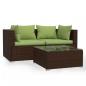 Preview: 3-tlg. Garten-Lounge-Set mit Kissen Braun Poly Rattan