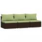 Preview: ARDEBO.de - 3-Sitzer-Sofa mit Kissen Braun Poly Rattan
