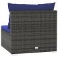 Preview: ARDEBO.de - Garten-Mittelsofa mit Kissen Grau Poly Rattan