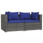 Preview: 3-tlg. Garten-Lounge-Set mit Kissen Grau Poly Rattan