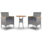 Preview: 3-tlg. Garten-Essgruppe Poly Rattan Grau